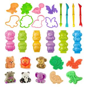 3D 플레이도우 몰드 반죽 액세서리 키트 (어린이용) 3D 만화 사자 원숭이 공룡 플라스티신 몰드 DIY 클레이 도구 (어린이용)