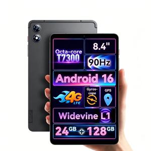 8.4인치 휴대용 BPad T1 안드로이드16 태블릿 제미나이AI 탑재 유니소크 T7300 옥타코어 CPU 램24GB(8+16)+롬128GB TF카드 최대2TB확장 FHD90Hz디스플레이 13MP카메라 4G LTE 와이파이6 블루투스5.4 GPS 5500mAh배터리 학습용 보호케이스 기본증정