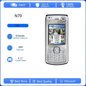 리퍼비시된 오리지널 N70 언락폰 2MP 2G/3G GSM 900/1800 휴대폰 러시아어 아랍어 히브리어 키보드 핀란드 제조