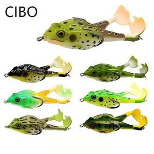 CIBO 1개입-탑워터 개구리 낚시 루어 360 °   회전 다리형 소프트 바이오닉 미끼, 배스 및 스네이크헤드 낚시용 더블 훅