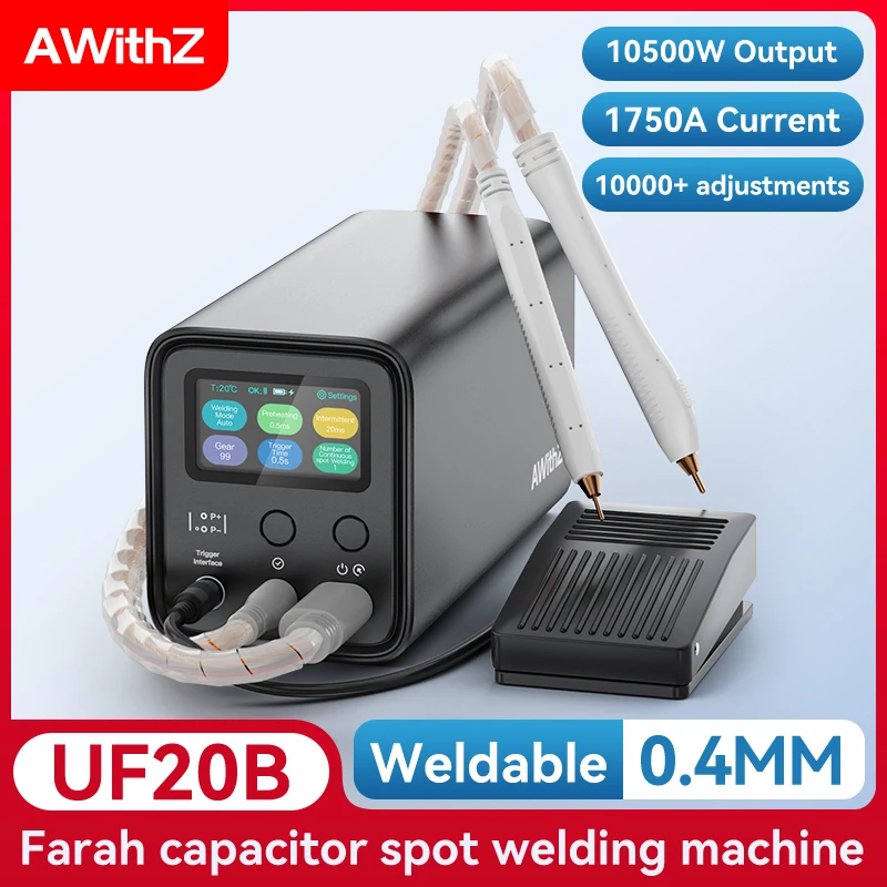 AWithZ UF20B 스폿 용접기 슈퍼 패러드 커패시터 스폿 용접기 18650 리튬 배터리 DIY 니켈 시트 용접기 EU
