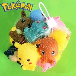 포켓몬 6 개/대 아기 욕실 장난감 피카추 이상해씨 Charmander Squirtle Eevee 액션 피규어 소프트 보컬 키즈 목욕 인형 선물