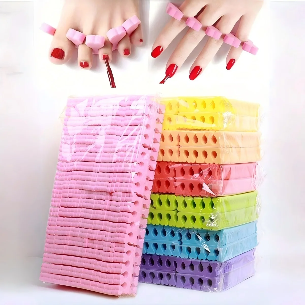 50/100pcs 소프트 발가락 분리기 손가락 발톱 네일 아트 도구 유연한 하트 디자인 네일 아트 연습 매니큐어 페디큐어 발 보호대
