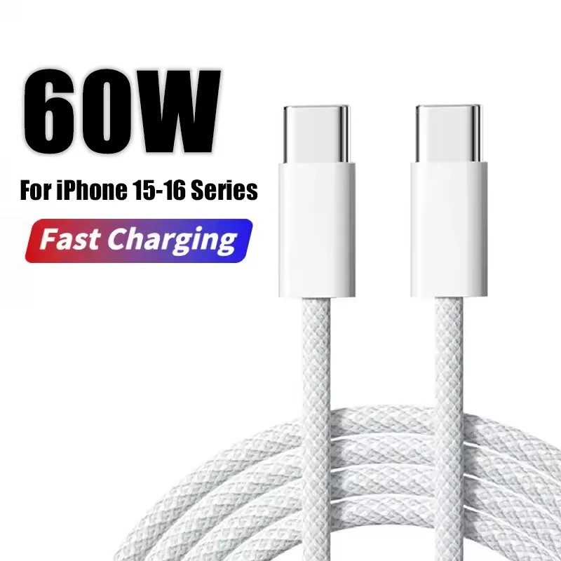 PD 60W 고속 충전기 USB C to Type C 케이블 아이폰 15 16 17 Pro Max 삼성 S26 샤오미 USB C 충전 케이블용 퀵차징