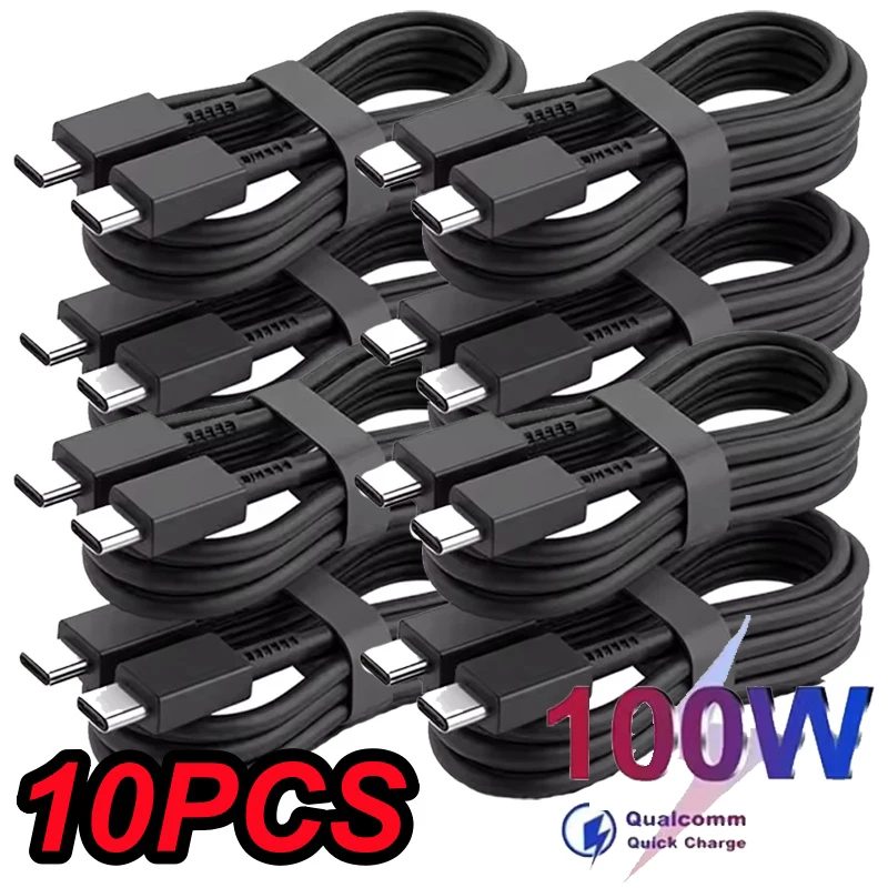 10개입 PD 100W USB C타입 to C타입 고속 충전 케이블 (삼성 갤럭시 S22 S23 S24 S25 플러스 노트 울트라 A53 A54용) 충전 및 데이터 케이블