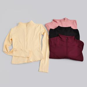 S-3XL 여성용 풀집업 요가 자켓 엄지손가락 구멍 있는 슬림핏 통기성 운동복 상의 (헬스장, 러닝, 운동, 트레이닝 및 데일리 캐주얼웨어)