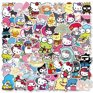 10/30/50/100pcs Kawaii Kuromi 멜로디 헬로 키티 스티커 귀여운 만화 데칼 노트북 일기 스크랩북 장식 스티커 장난감