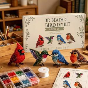 귀여운 디자인 3D 동물 비즈 키트 초보자, 매니아, 공예 애호가, 성인, 어린이를 위한 창의적인 다채로운 비즈 자수 세트