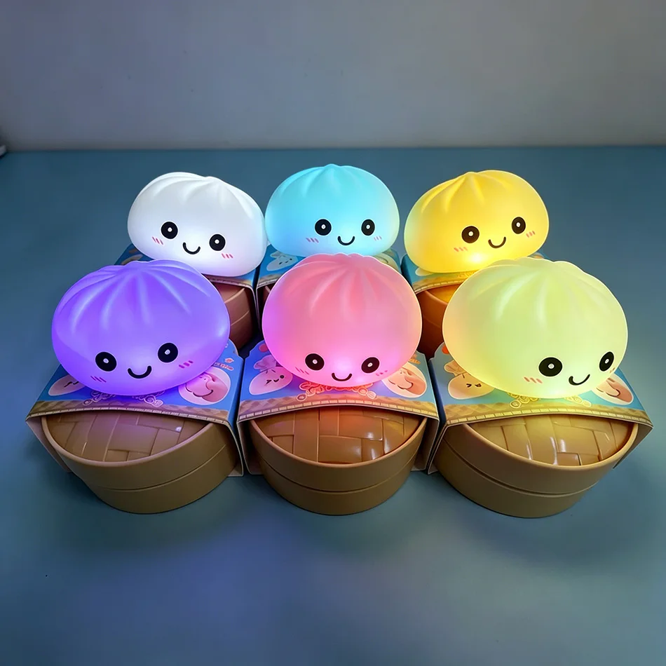 미적 감각의 LED 번 나이트 라이트, 부드러운 실리콘 스퀴시 장난감, 빛나는 음식 장식품, 감각 스트레스 해소제, 어린이를 위한 귀여운 선물 & A