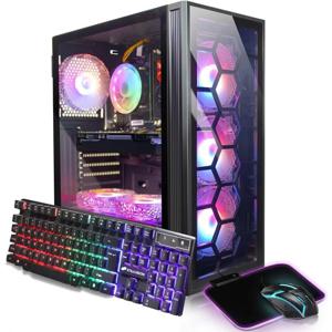 게이밍 PC 데스크탑 컴퓨터, 코어 i3-10100F 최대 4.3Ghz, GeForce GTX 1650 4G, 16GB DDR4, 512GB SSD, WiFi, 블루투스 5.0