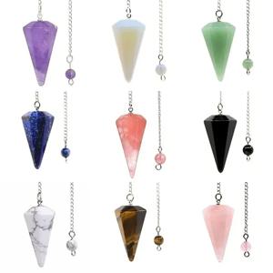 천연석 석영 마노 펜던트 Reiki 치유 콘 자수정 매력 진자 펜던트 운세 Dowsing Reiki 크리스탈