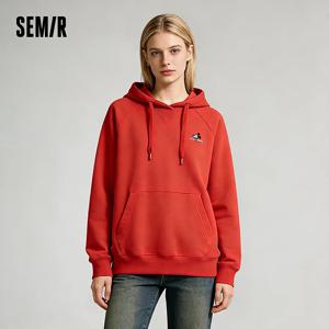Semir Slouchy Hoodie 여성 봄 루즈 라글란 슬리브 후드 자수 재미있는 스타일 캐주얼 편안한 데일리웨어 탑