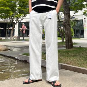 유아굿 사방 슬랍 린넨 라이크 뒷밴딩 면 바지