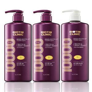 엘라스틴 비오틴클리닉 맥주효모 볼륨케어 샴푸 1000ml 2개+컨디셔너1000ml