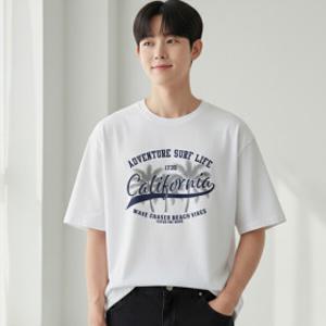 야자수 반팔티 20수면 쿨론티 자체제작 티셔츠 S~3XL 빅사이즈 남성 남자 남여공용 여름티 오버핏 루즈핏