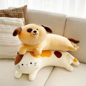 메세 모찌모찌 강아지 고양이 라잉 쿠션 댕냥이 동물 바디필로우 롱 베개 애착 인형