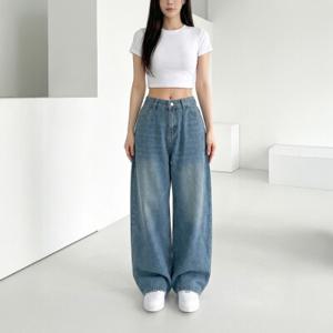 LnD 여성 빈티지 와이드 청바지 루즈핏 연청 데님팬츠 롱다리핏 바지 스트릿