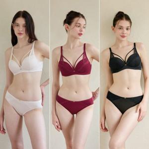 Wonderbra 하트핏 노와이어 브라팬티 6종세트 오트밀+레드+블랙 WBW4O091011_T