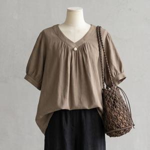 에스티아 1063 샤링 브이 블라우스 빅사이즈
