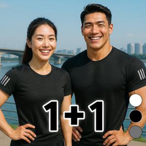 1+1특가/냉감 기능성 여름 쿨링 -5도/라운드넥 무지/운동 스포츠 작업/티셔츠