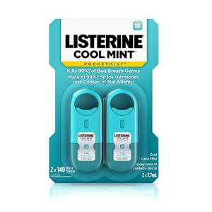 리스테린 포켓미스트 쿨 민트 구강 관리 미스트 0.26 Fl Oz (2팩)