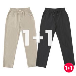 1+1 여성 봄 여름 편안 옷 빅사이즈 슬림 일자 스판 엄마바지 밴딩팬츠 하나 사면 하나 더