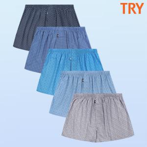 TRY 남자 쾌적한 순면 트렁크 팬티 5종세트 데일리 남성 팬티