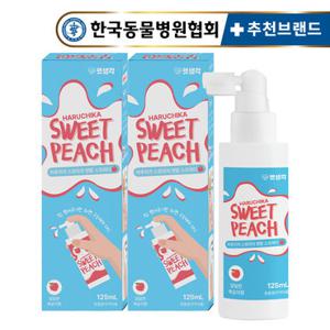 펫생각 하루치카 강아지 뿌리는 치약 125ml 복숭아향 2개