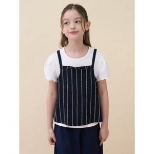 [빈폴키즈] 여아 요루지 뷔스티에 & 저지 반소매 티셔츠 2PACK 세트  네이비 (BI6442G03R)