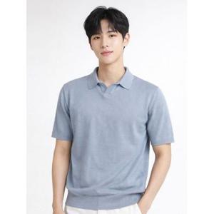 [디바옴므]여름 솔리드 패턴 COOL 니트 카라넥 반팔 티셔츠 브이넥 남성 남자여름/해변/남성/남자/작업복