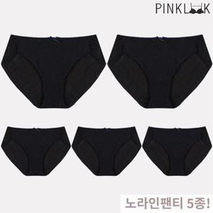[핑크룩]데이심플 85~100 노라인 햄팬티 삼각 여성팬티5종/블랙