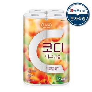 코디 데코 3겹 화장지 27m x 12롤 1팩