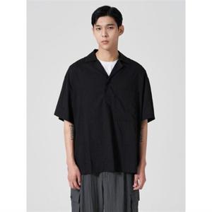 에잇세컨즈 214765BY55 남 여성셔츠 리넨 블렌디드 반단작 셔츠 블랙 55 4239226