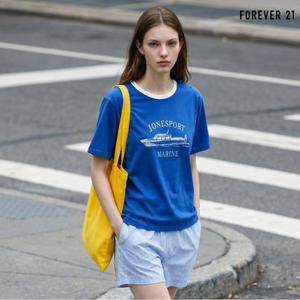 [포에버21] 빈티지 그래픽 배색 반팔 티셔츠 (FTDBTS031)