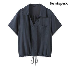 [백화점][보니스팍스(여성의류)]오픈 카라 스트링 반팔 셔츠 (XQ2BA011L0)