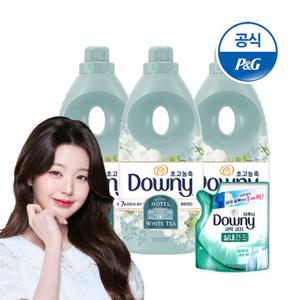 다우니 5성급 호텔컬렉션 화이트티 1Lx3 초고농축 섬유유연제 본품 + 유연제 200ml 1개 증정