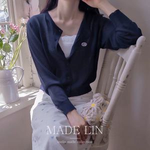 [리린]MADE LIN 앤하트버튼 레터링자수 쿨썸머비침 린넨 가디건