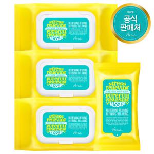 아리얼 스트레스 릴리빙 퓨어풀 클렌징 티슈 80매입 3개 (+클렌징티슈15매) [정가 26,700원]