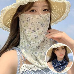2종SET 여름 플라워 쿨스카프 자외선차단 페이스커버 넥커버