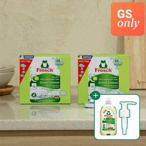 [GS단독] 프로쉬 올인원 식기세척기세제 미니 50개입 2개+주방세제 500ml+펌프 증정