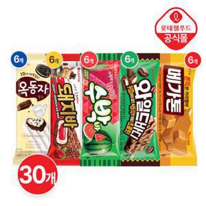 [롯데] 판매왕 아이스크림 5종 30개 (돼지바,옥동자,메가톤 외)