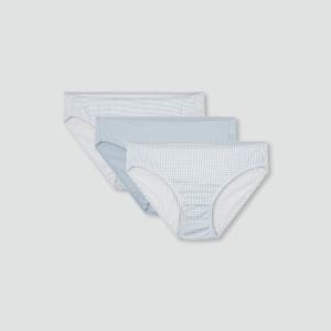 [JAJU/자주] 여 코튼 체크 힙허거 팬티 3매_라이트 블루
