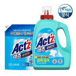 피죤 액츠 세탁세제 (총 5.2L) 퍼펙트 실내건조 3L용기+2.2L리필 (겸용)