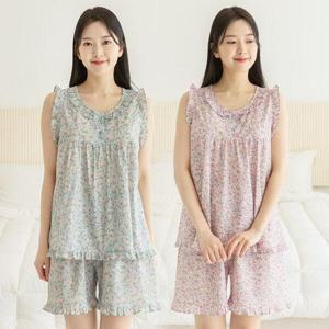 [토토와모모]여성 잠옷 여자 파자마 민소매 투피스 플라워 23S746