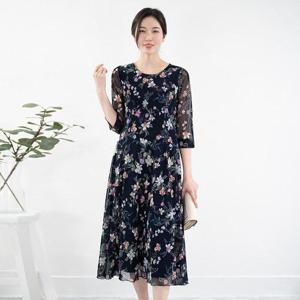[모슬린]엄마옷 시스루 장미 미디 원피스 614FGH200 마담/중년여성/빅사이즈/50대/60대