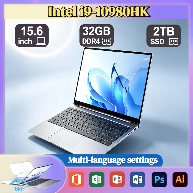인텔 코어 i9 10980HK 15.6인치 게이밍 노트북 8코어 16스레드 2.4GHz 기본 속도 5.3GHz 부스트 속도 32GB 램 2TB SSD 지문인식 WiFi6 4K 울트라북 프로