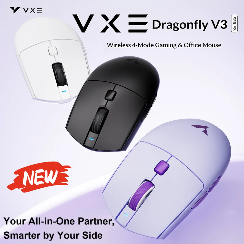 ATK VXE Dragonfly V3 PRO 4모드 게이밍 마우스 PAW3395SE 2.4G 무선 E-스포츠 마우스 충전식 경량 인체공학적