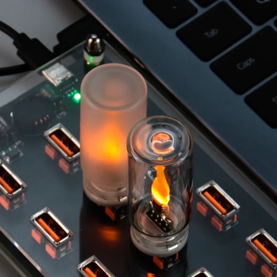 USB 불꽃 깜박이는 LED 반투명 유리 캔들 야간 조명 자동차, 가정, 방, 노트북, PC, 축제 장식용 시뮬레이션 불꽃