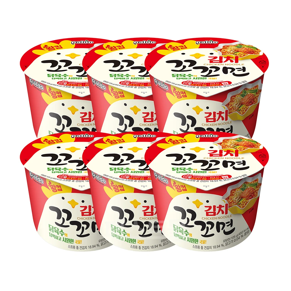 팔도 김치 꼬꼬면 컵라면(큰컵) 105g 6개