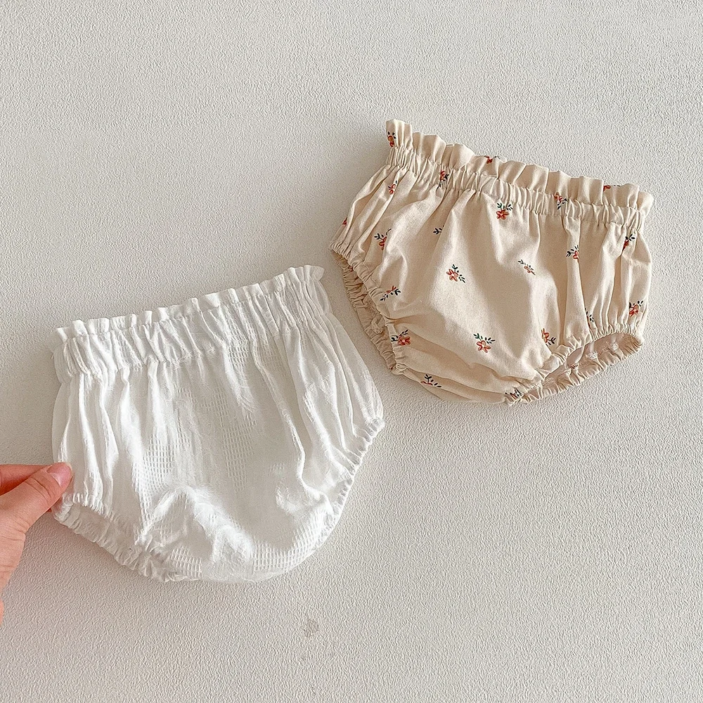 사랑스러운 아기 소녀 꽃 반바지 여름 부드러운 통기성 코튼 유아 블루머 엘라스틱 허리 어린이 반바지 아기 옷